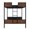 Full-over-full bunk bed modern style steel frame bunk bed with safety rail, built-in ladder for bedroom, dorm, boys, girls, adults(OLD SKU: MF190840AA