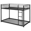 Twin over Twin Metal Bunk Bed, Low Bunk Bed with Ladder, Black(OLD SKU:WF282465AAB)