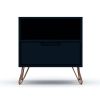 Manhattan Comfort Rockefeller 1.0 Mid-Century Modern 1-Drawer Nightstand in Midnight Blue