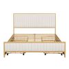 Queen Size Metal Frame Upholstered Bed with 4 Drawers, Linen Fabric, Beige