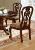 Formal Classic Traditional Dining Chairs Cherry Solid wood Damask Print Fabric Seat Intricate Back Design Ball & Claw Feet Set of 2 Side Chairs