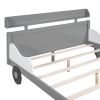 Full Size Car-Shaped Platform Bed,Full Bed with Storage Shelf for Bedroom,Gray