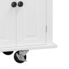 Kitchen Island Cart with Two Storage Cabinets and Two Locking Wheels, 43.31 Inch Width, 4 Door Cabinet and Two Drawers, Spice Rack, Towel Rack (White)