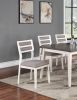 Beautiful Unique Set of 2 Side Chairs White And Grey Kitchen Dining Room Furniture Ladder back Design Chairs Cushion Upholstered