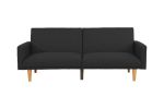 Modern Electric Look 1pc Convertible Sofa Couch Black Linen Like Fabric Cushion Clean Lines Wooden Legs Living Room