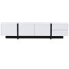 ON-TREND White & Black Contemporary Rectangle Design TV Stand, Unique Style TV Console Table for TVs Up to 8'', Modern TV Cabinet with High Gloss UV S