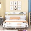 Full Size Car-Shaped Platform Bed,Full Bed with Storage Shelf for Bedroom,White