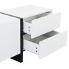 ON-TREND White & Black Contemporary Rectangle Design TV Stand, Unique Style TV Console Table for TVs Up to 8'', Modern TV Cabinet with High Gloss UV S