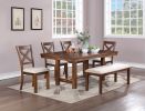 1pc Bench Only Natural Brown Finish Solid wood Contemporary Style Kitchen Dining Room Furniture Seating