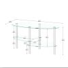 Transparent Oval glass coffee table, modern table with stainless steel leg, tea table 3-layer glass table for living room