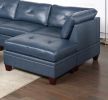 Contemporary Genuine Leather 1pc Corner Wedge Ink Blue Color Tufted Seat Living Room Furniture