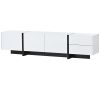 ON-TREND White & Black Contemporary Rectangle Design TV Stand, Unique Style TV Console Table for TVs Up to 8'', Modern TV Cabinet with High Gloss UV S