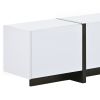 ON-TREND White & Black Contemporary Rectangle Design TV Stand, Unique Style TV Console Table for TVs Up to 8'', Modern TV Cabinet with High Gloss UV S