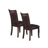 Set of 2 Side Chairs Brown Color wood finish Mid-Century Modern Padded Faux Leather Seat And Back Kitchen Dining Furniture