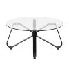 Round Coffee Table for Living Room, 31.5-inch Modern Sofa Side End Table with Tempered Glass Top & Metal Legs, Accent Cocktail Tea Table, 31.5 x 31.5