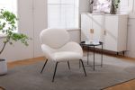 Modern Sherpa Chairs Accent Armchairs for Living Dining Room, Upholstered Chairs with Black Metal Legs, Comfy and Soft Chairs for Bedroom, Cute Vanity