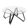 Round Coffee Table for Living Room, 31.5-inch Modern Sofa Side End Table with Tempered Glass Top & Metal Legs, Accent Cocktail Tea Table, 31.5 x 31.5