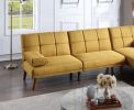 Mustard Polyfiber 1pc Adjustable Tufted Sofa Living Room Solid wood Legs Comfort Couch