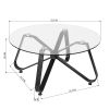 Round Coffee Table for Living Room, 31.5-inch Modern Sofa Side End Table with Tempered Glass Top & Metal Legs, Accent Cocktail Tea Table, 31.5 x 31.5