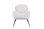 Modern Sherpa Chairs Accent Armchairs for Living Dining Room, Upholstered Chairs with Black Metal Legs, Comfy and Soft Chairs for Bedroom, Cute Vanity