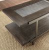 Modern Cross Tie End Table - Beveled Glass Top, Contrasting Natural and Cherry Finish - Unique Accent Piece, Stylish Home Brightener