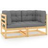 Patio 2-Seater Sofa with Cushions Solid Wood Pine