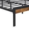 Full Size Metal Platform Bed Frame with Wooden Headboard and Footboard with USB LINER, No Box Spring Needed, Large Under Bed Storage, Easy Assemble