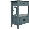 36'' Farmhouse Pine Wood Console Table Entry Sofa Table with 4 Drawers & 1 Storage Shelf for Entryway Living Room Bedroom Hallway Kitchen ( Blue)