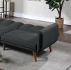 Elegant Modern Sofa Black Polyfiber 1pc Sofa Convertible Bed Wooden Legs Living Room Lounge Guest Furniture