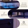 LED Nightstand LED Bedside Table End Tables Living Room with 4 Acrylic Columns, Bedside Table with Drawers for Bedroom Black