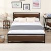 Industrial Platform Full Bed Frame/Mattress Foundation with Rustic Headboard and Footboard, Strong Steel Slat Support, No Box Spring Needed, Noise Fre