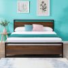 Industrial Platform Full Bed Frame/Mattress Foundation with Rustic Headboard and Footboard, Strong Steel Slat Support, No Box Spring Needed, Noise Fre