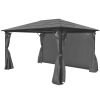 Gazebo with Curtain Anthracite Aluminum 157.5" x 118.1"