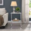 Silver Chrome Side Table, 2-Tier Acrylic Glass End Table for Living Room&Bedroom