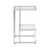 Silver Chrome Side Table, 2-Tier Acrylic Glass End Table for Living Room&Bedroom