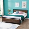 Industrial Platform Full Bed Frame/Mattress Foundation with Rustic Headboard and Footboard, Strong Steel Slat Support, No Box Spring Needed, Noise Fre