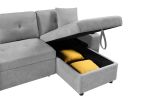 Convertible corner sofa with armrest storage, living room and apartment sectional sofa, right chaise longue and grey