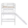 Twin Loft Bed with Platform, ladder,White