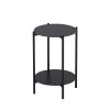 2-layer End Table with Whole Marble Tabletop, Round Coffee Table with Black Metal Frame for Bedroom Living Room Office (black,1 piece)