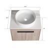 24 " Modern Design Float Bathroom Vanity With Ceramic Basin Set;  Wall Mounted White Oak Vanity With Soft Close Door; KD-Packing;  KD-Packing;  2 Piec