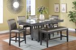 Traditional Modern 2pc Set Counter Height Dining Side Chairs Upholstered PU Fabric Zinc Gunmetal Brown Two-Tone Finish Nailhead Trim Dining Room Furni