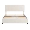 Queen Size Upholstery Platform Bed with Four Drawers on Two Sides, Adjustable Headboard, Beige(Old SKU: WF291774AAA)