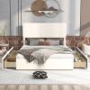 Queen Size Upholstery Platform Bed with Four Drawers on Two Sides, Adjustable Headboard, Beige(Old SKU: WF291774AAA)