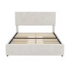 Full Size Upholstery Platform Bed with Four Drawers on Two Sides, Adjustable Headboard, Beige(Old SKU: WF291773AAA)