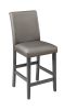 Traditional Modern 2pc Set Counter Height Dining Side Chairs Upholstered PU Fabric Zinc Gunmetal Brown Two-Tone Finish Nailhead Trim Dining Room Furni