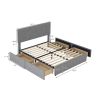 Full Size Upholstery Platform Bed with Four Drawers on Two Sides, Adjustable Headboard, Grey(Old SKU: WF291773EAA)