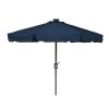 7' Blue Deluxe Solar Powered LED Lighted Patio Umbrella With Scalloped Edge Top