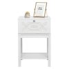 FCH 40*35*56cm Density Board Spray Paint Smoked Mirror Single Carved Bedside Table White