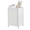 FCH 38*33*60cm Density Board Spray Paint Smoked Mirror Single Door Carved Bedside Table White