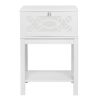 FCH 40*35*56cm Density Board Spray Paint Smoked Mirror Single Carved Bedside Table White